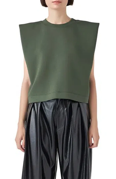 Grey Lab Soft Basic Top In Green