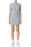 Grey Lab Soft Mock Neck Body-con Minidress In Heather Grey