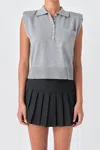 Grey Lab Soft Sleeveless Knit Polo Top In Heather Grey