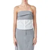 Grey Lab Strapless Mixed Media Top In Gray