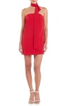 Grey Lab Strapless Shift Dress & Tie Choker Set In Red