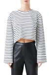 Grey Lab Stripe Crop Top In White/navy