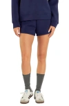 Grey Lab Tie Waist Scuba Shorts In Navy