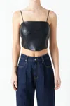 Grey Lab Vegan Leather Corset Top In Black In Black