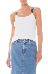 Grey Lab Western Buckle Strap Tank In White