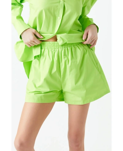 Grey Lab Women's Boyfriend Shorts In Lime