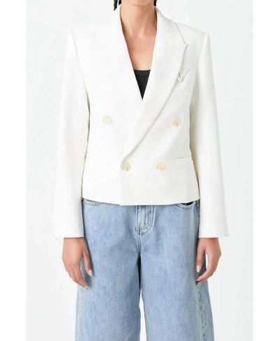 Grey Lab Women's Double Breasted Blazer In White