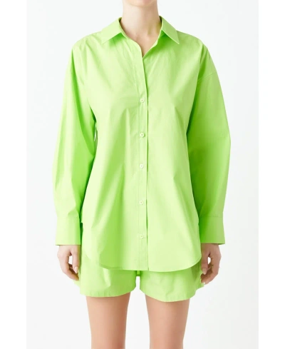 Grey Lab Oversize Cotton Button-up Shirt In Bright Green