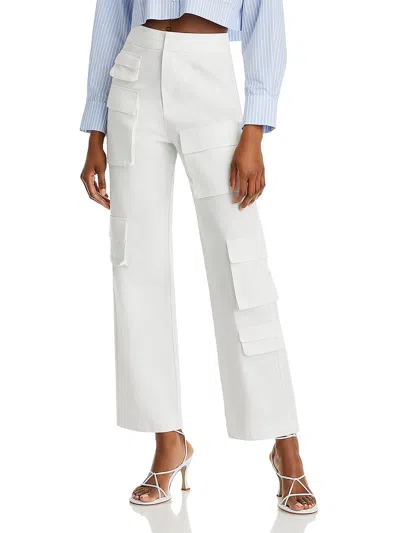 Grey Lab Womens High Rise Solid Cargo Jeans In White