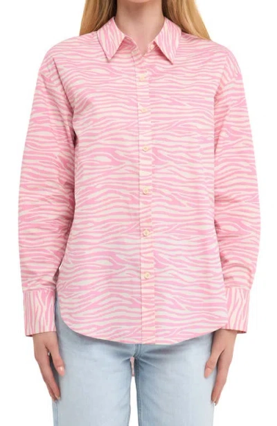 Grey Lab Zebra Print Button-up Shirt In Pink