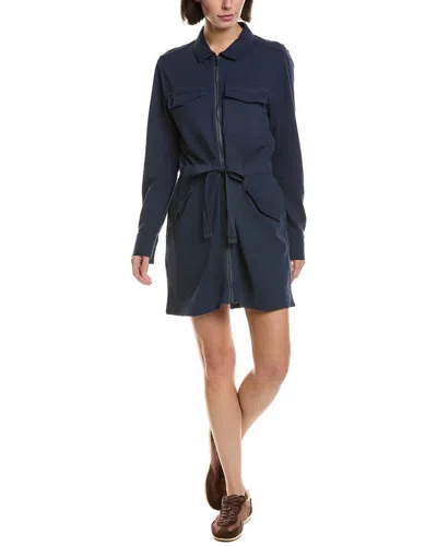 Grey State Front Zip Shirtdress In Blue