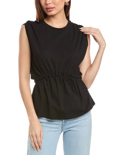 Grey State Peplum Top In Black