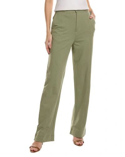 Grey State Wide Leg Front Seam Pant In Green