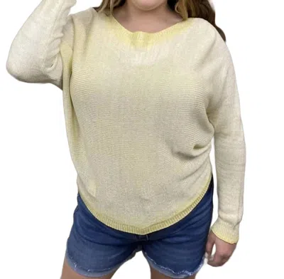 Grey Violet Italy Make Me Smile Relaxed Dolman Sleeve Zipper Back Top In Yellow