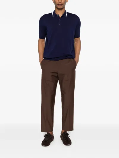 Greyed Belt-loop Trousers In Brown