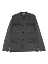 Greyed Buttoned Flap-pocket Shirt Jacket In Gray