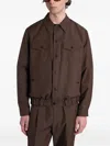 Greyed Elasticated-hem Button-up Jacket In Brown