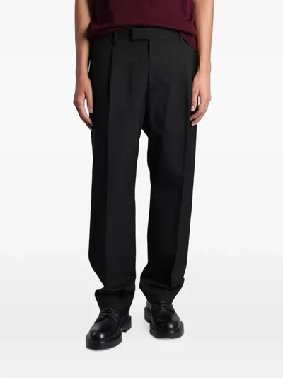 Greyed Pleated-detail Trousers In Black