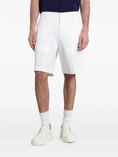 Greyed Ridge Pressed-crease Shorts In White