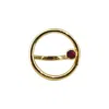 Greyewolfe Women's Gold / Red Solid Gold Ruby Orbit Ring In Multi