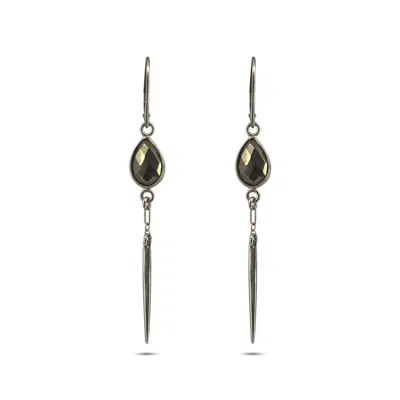 Greyewolfe Women's Silver / Grey Sterling Silver Pyrite Stunners In Brown