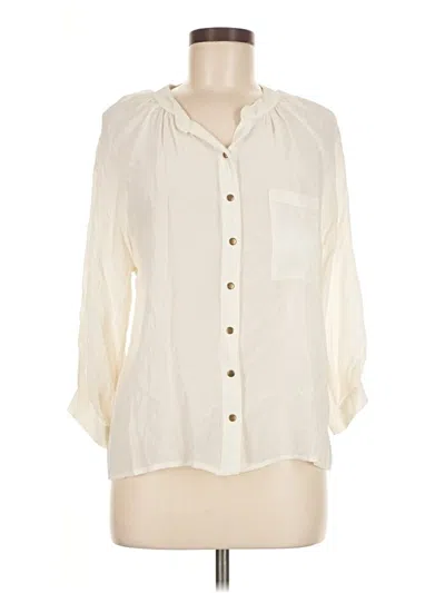 Pre-owned Greylin 3/4 Sleeve Silk Top Ivory Keyhole Neckline Tops In White