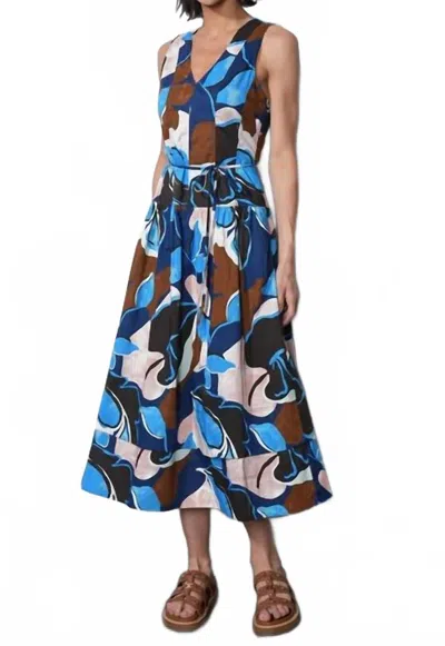 Greylin Abi Poplin Midi Dress In Navy Multi