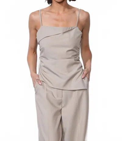 Greylin Acacia Foldover Asymetric Top In Beige In Gray
