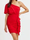 Greylin Agnes One Shoulder Dress In Red In Red