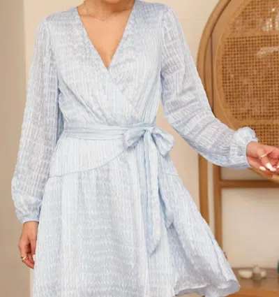 Greylin Alessia Textured Chiffon Mini Dress In Sky In Blue
