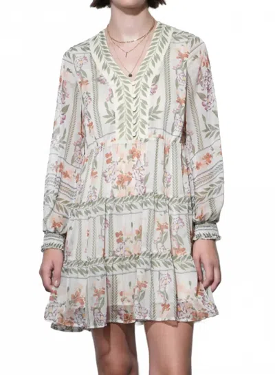 Greylin Alexis Deep V Tiered Pullover Dress In Ivory Combo In Multi