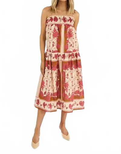 Greylin Alisha Trapeze Midi Dress In Coral In Burgundy