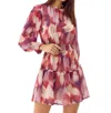 Greylin Anelia Smocked Mini Dress In Ivory-plum-mauve In Multi