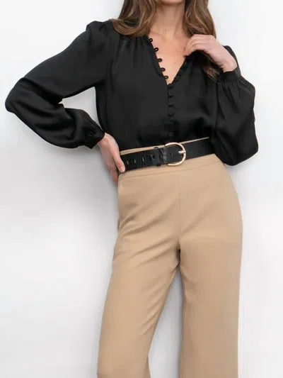 Greylin Aryanna Button Front Blouse In Black