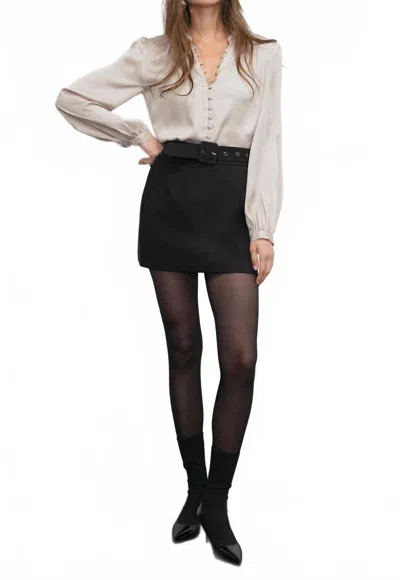 Greylin Aryanna Button Front Blouse In Chalk In Black