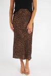 Greylin Athena Sateen Animal Slip Skirt In Leopard In Multi