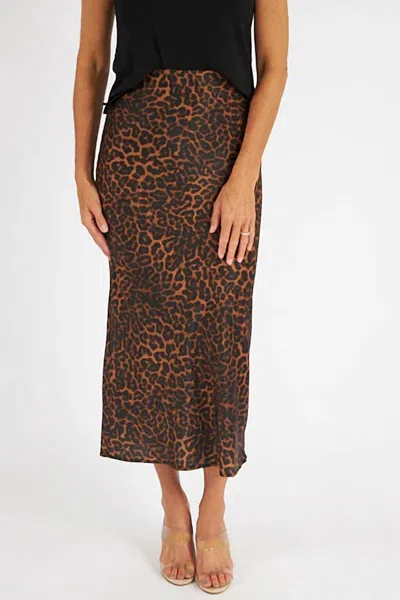 Greylin Athena Sateen Animal Slip Skirt In Leopard In Multi