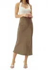 Greylin Becky Midi Skirt In Moss Green In Brown