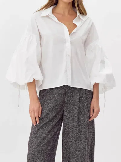 Greylin Brianna Baloon Sleeve Shirt In White
