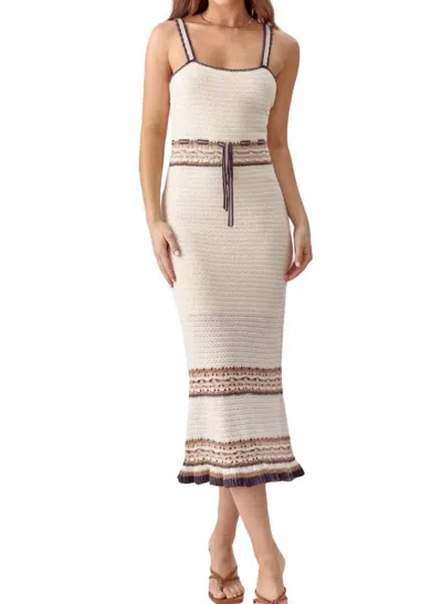Greylin Brooklyn Crochet Midi Dress In Natural/black In Beige