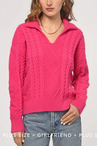 Greylin Cable Knit Sweater In Fuschia In Pink
