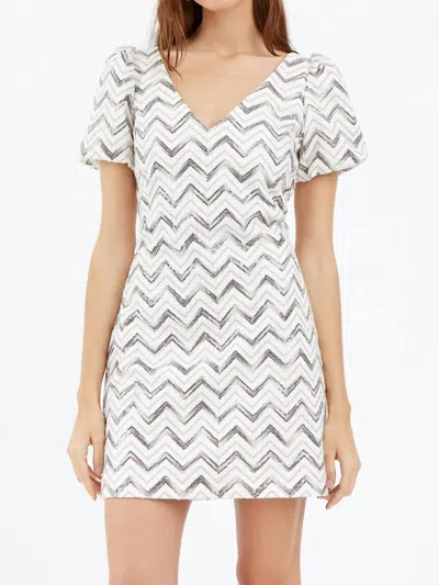 Greylin Cali Sequins Chevron Dress In Ivory In Multi