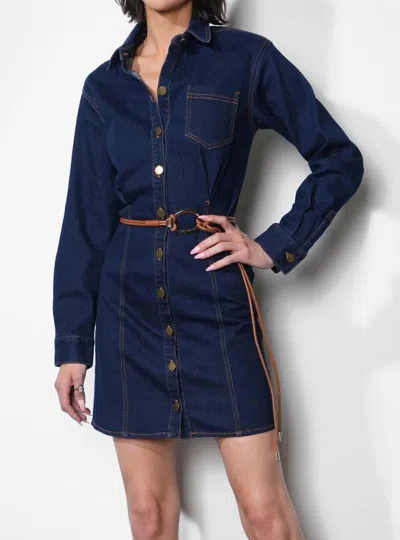 Greylin Calista Button Up Denim Dress In Blue