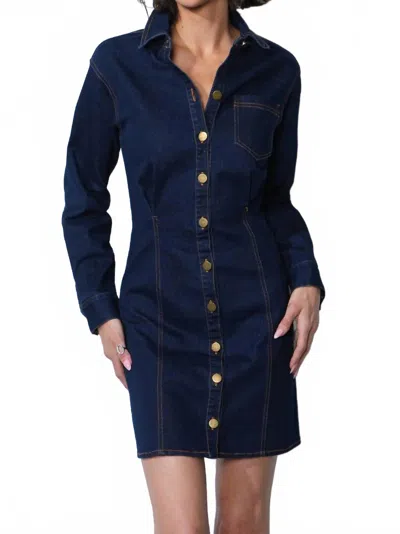 Greylin Calista Button Up Denim Dress In Indigo In Blue