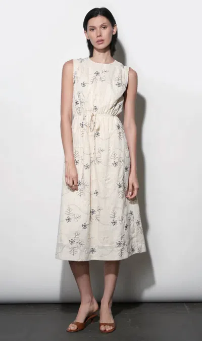 Greylin Camden Embroidered Sleeveless Dress With Back Cut Out In White
