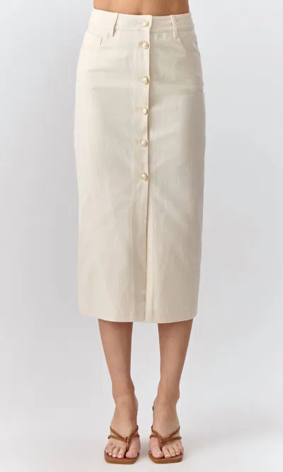 Greylin Celine Twill Midi Skirt In Natural In Beige