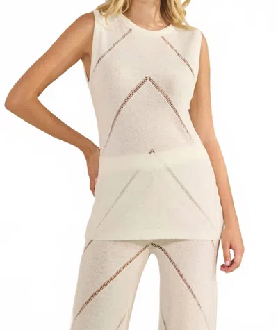 Greylin Chevron Sleeveless Knit Top In White In Neutral