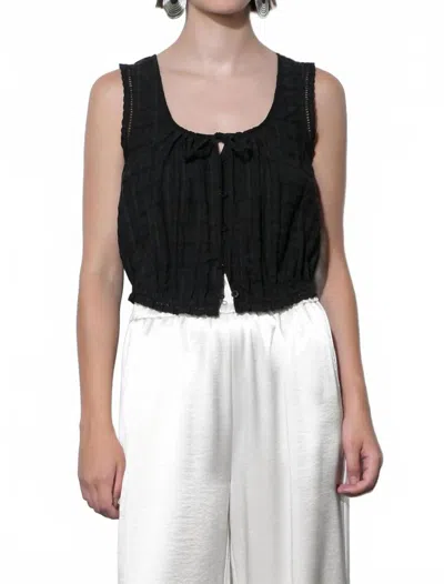 Greylin Clara Textured Eyelet Top In Black
