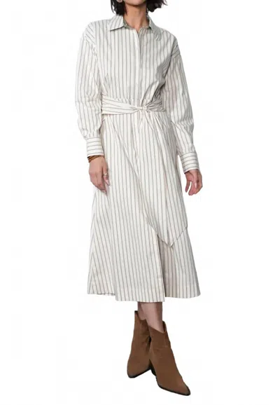 Greylin Cosette Open Back Shirt Dress In Beige/green In White