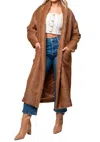 Greylin Cruz Cozy Knit Long Coatigan In Nutmeg In Brown